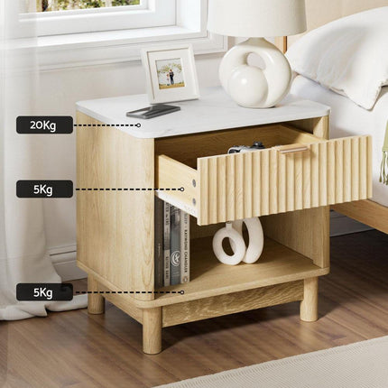 Artiss Bedside Table Nightstand 1 Drawer Shelves Pine.