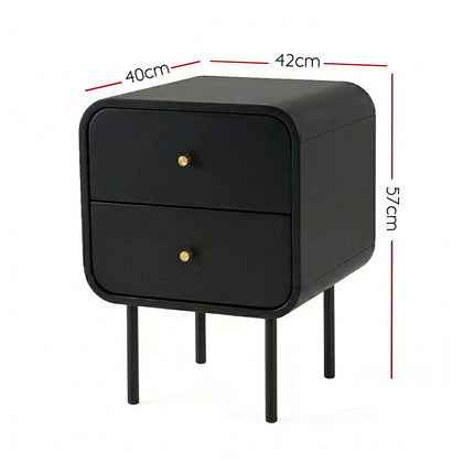 Artiss Bedside Table 2 Drawers Side End Table Nightstand Black.