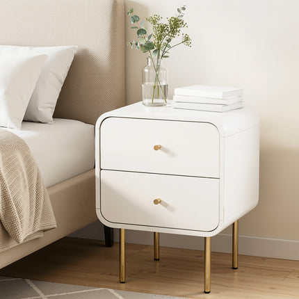Artiss Bedside Table 2 Drawers Side End Table Nightstand White.