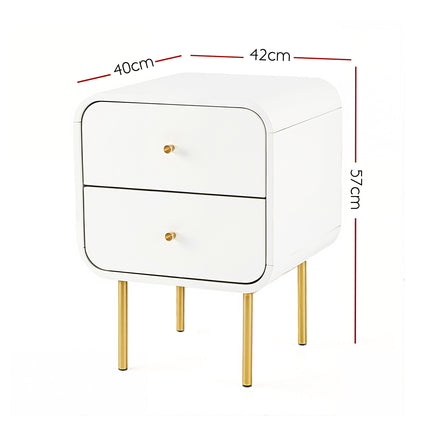 Artiss Bedside Table 2 Drawers Side End Table Nightstand White.