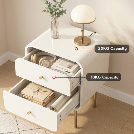 Artiss Bedside Table 2 Drawers Side End Table Nightstand White.