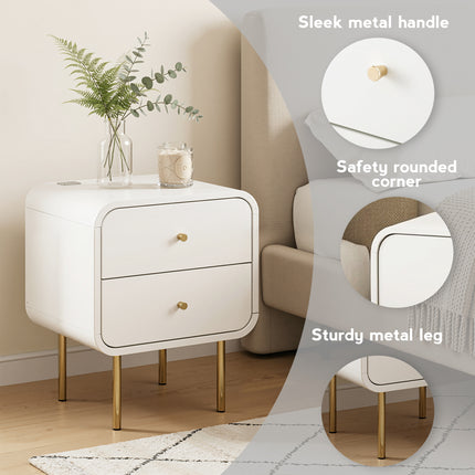 Artiss Bedside Table 2 Drawers Side End Table Nightstand White.