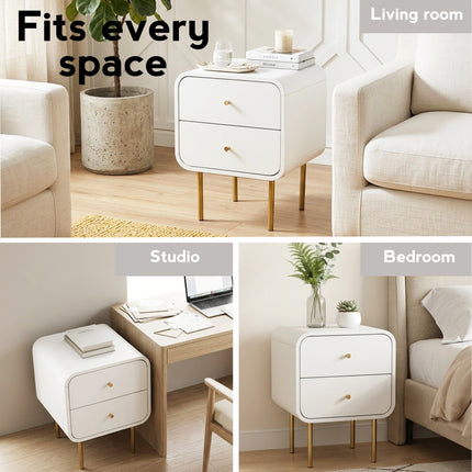 Artiss Bedside Table 2 Drawers Side End Table Nightstand White.