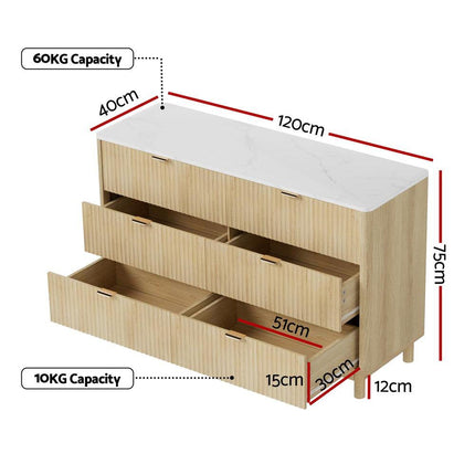 Artiss 6 Chest of Drawers Dresser Table Pine.