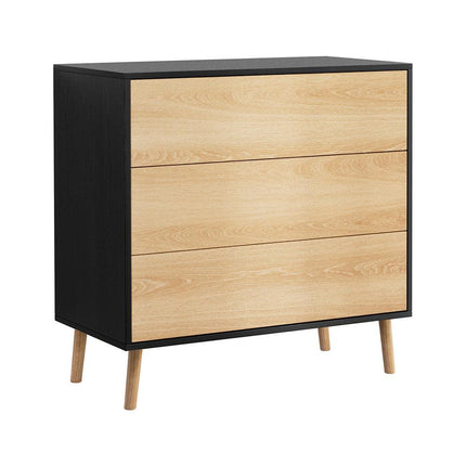 Artiss 3 Chest of Drawers Dresser Table Black&Pine.