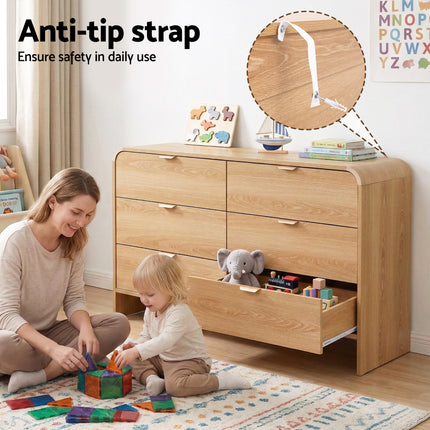 Artiss 6 Chest of Drawers Dresser Cabinet Pine.