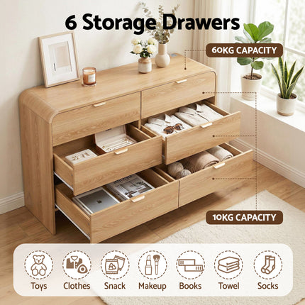 Artiss 6 Chest of Drawers Dresser Cabinet Pine.