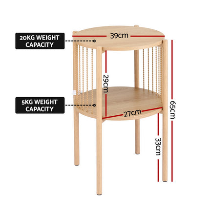 Artiss Coffee Table 2-Tier Round Wood.