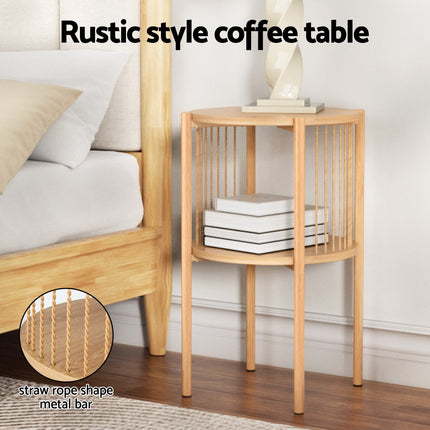 Artiss Coffee Table 2-Tier Round Wood.