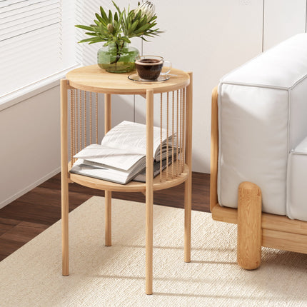 Artiss Coffee Table 2-Tier Round Wood.