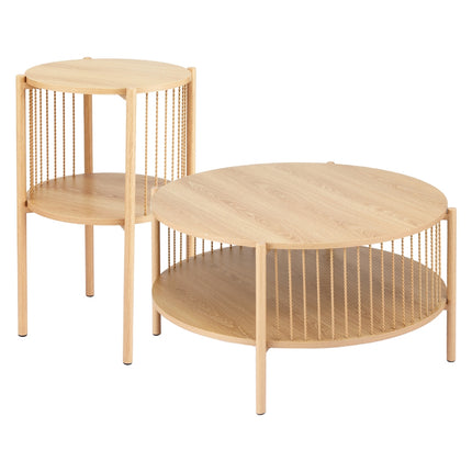 Artiss Coffee Table 2-Tier Round Wood.