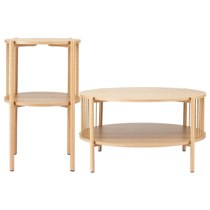 Artiss Coffee Table 2-Tier Round Wood.