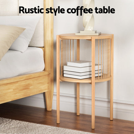 Artiss Coffee Table 2-Tier Round Wood.