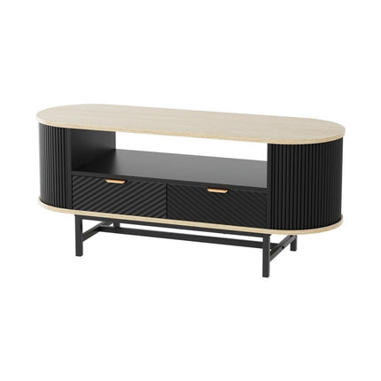 Artiss Coffee Table Drawer Shelf Wood&Black.