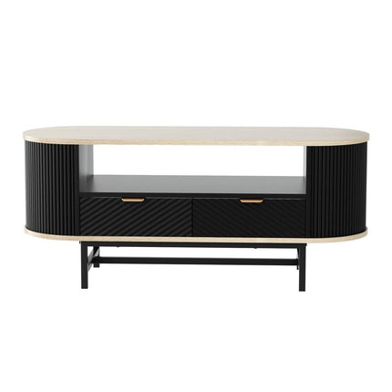 Artiss Coffee Table Drawer Shelf Wood&Black.