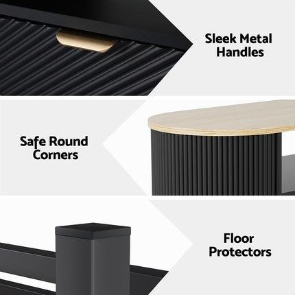 Artiss Coffee Table Drawer Shelf Wood&Black.