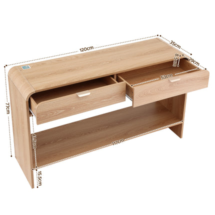 Artiss Console Table Hallway Entryway Storage Drawer Shelf Curved Edge 120CM Pine.