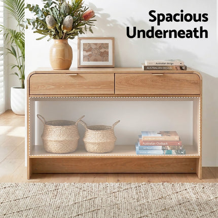 Artiss Console Table Hallway Entryway Storage Drawer Shelf Curved Edge 120CM Pine.