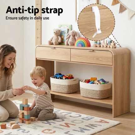 Artiss Console Table Hallway Entryway Storage Drawer Shelf Curved Edge 120CM Pine.