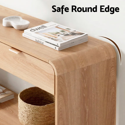 Artiss Console Table Hallway Entryway Storage Drawer Shelf Curved Edge 120CM Pine.