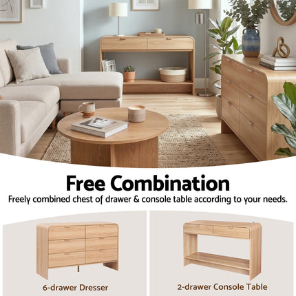 Artiss Console Table Hallway Entryway Storage Drawer Shelf Curved Edge 120CM Pine.