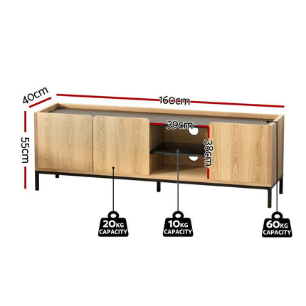 Artiss TV Unit Entertainment Unit Storage Cabinet Shelf 160cm Pine.