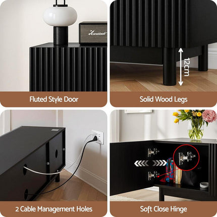Artiss TV Unit Entertainment Unit Storage Cabinet 180cm Black.