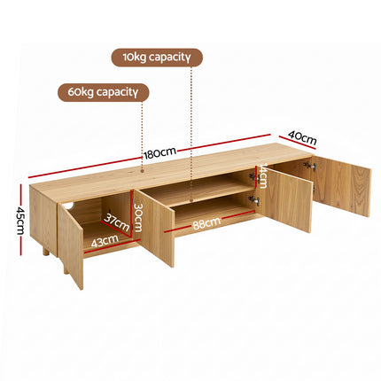 Artiss TV Unit Entertainment Unit Storage Cabinet 180cm Pine.