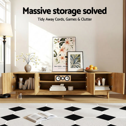 Artiss TV Unit Entertainment Unit Storage Cabinet 180cm Pine.