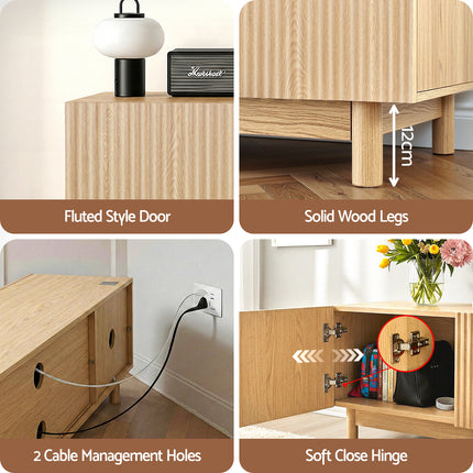 Artiss TV Unit Entertainment Unit Storage Cabinet 180cm Pine.