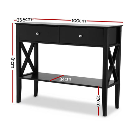 Artiss Console Table 2 Drawers 100CM Black.