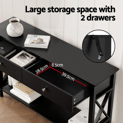 Artiss Console Table 2 Drawers 100CM Black.