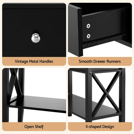 Artiss Console Table 2 Drawers 100CM Black.