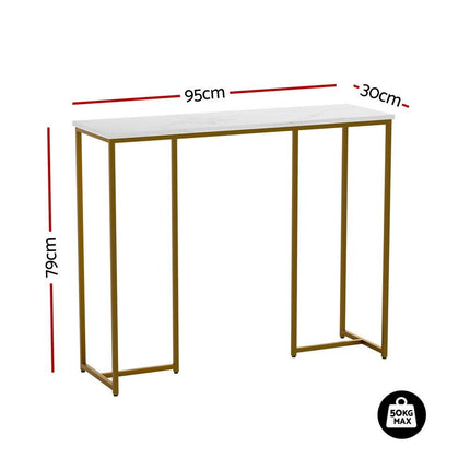 Artiss Console Table Marble Effect White&Gold.
