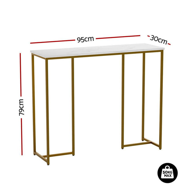 Artiss Console Table Marble Effect White&Gold.