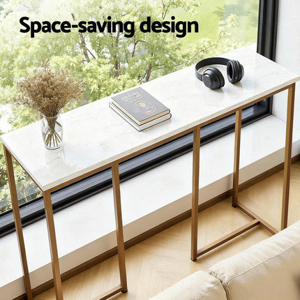 Artiss Console Table Marble Effect White&Gold.