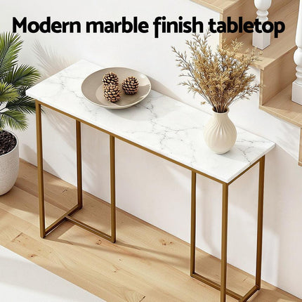 Artiss Console Table Marble Effect White&Gold.