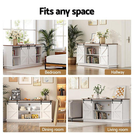 Artiss Buffet Sideboard Storage Cabinet Kitchen Cupboard Sliding Doors White.