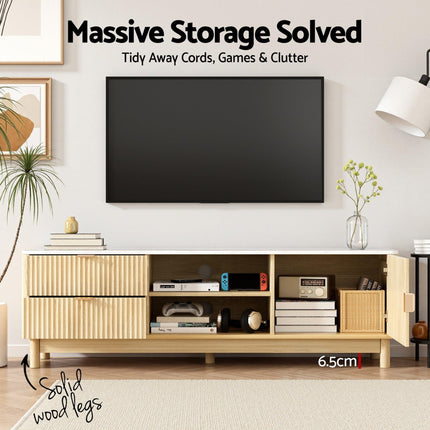 Artiss TV Unit & Coffee Table Set Storage Drawers Pine.