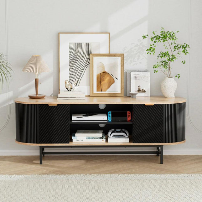 Artiss TV Unit Entertainment Unit Storage Cabinet Black Pine.