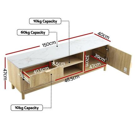 Artiss TV Unit Entertainment Unit Storage Drawer Shelf 150cm Pine.