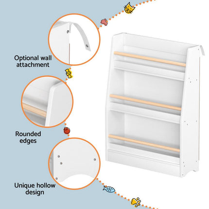 Keezi Kids Bookshelf 3 Tiers Storage Children Bookcase Organiser Display Shelf.