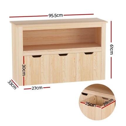 Keezi Kids Bookshelf 3 Drawers Storage Children Bookcase Toy Organiser Display Wooden.