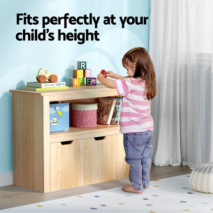 Keezi Kids Bookshelf 3 Drawers Storage Children Bookcase Toy Organiser Display Wooden.