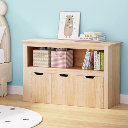 Keezi Kids Bookshelf 3 Drawers Storage Children Bookcase Toy Organiser Display Wooden.