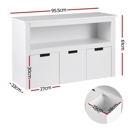 Keezi Kids Bookshelf 3 Drawers Storage Children Bookcase Toy Organiser Display.