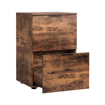 Artiss Filing Cabinet Files Storage Office Shelves File Organiser Rustic Brown 2 Drawer.