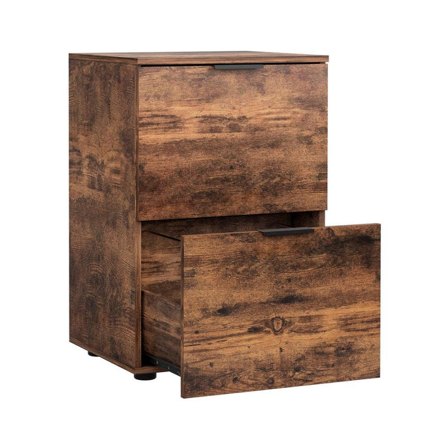 Artiss Filing Cabinet Files Storage Office Shelves File Organiser Rustic Brown 2 Drawer.