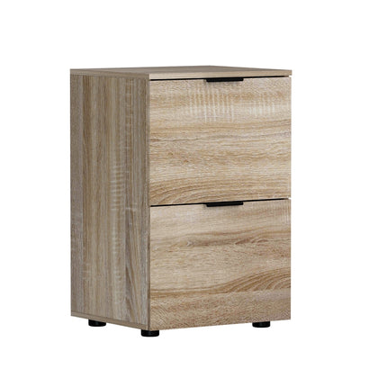 Artiss Filing Cabinet Files Storage Office Shelves File Organiser Oak 2 Drawer.