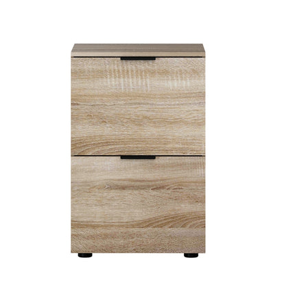 Artiss Filing Cabinet Files Storage Office Shelves File Organiser Oak 2 Drawer.